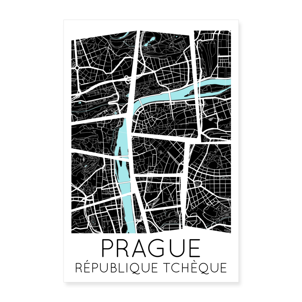 Poster Prague - Plan Prague - 60 x 90 cm - blanc