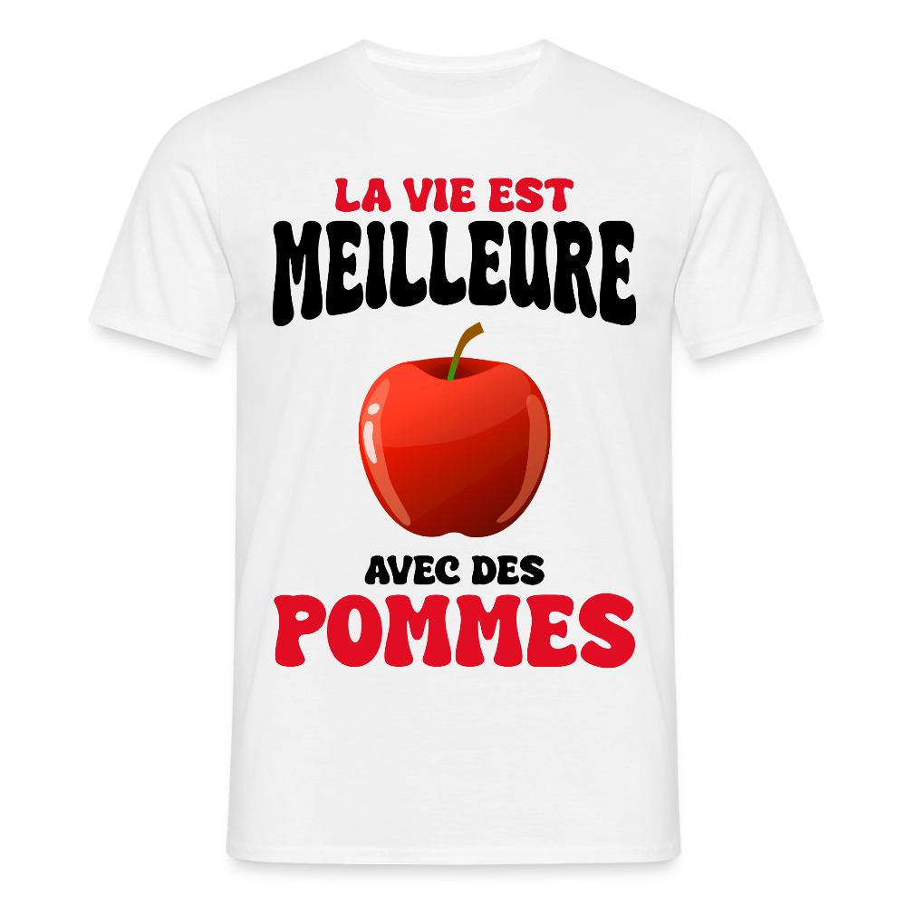 T-shirt Homme - La vie est meilleure avec des pommes - blanc