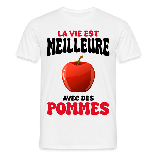 T-shirt Homme - La vie est meilleure avec des pommes - blanc