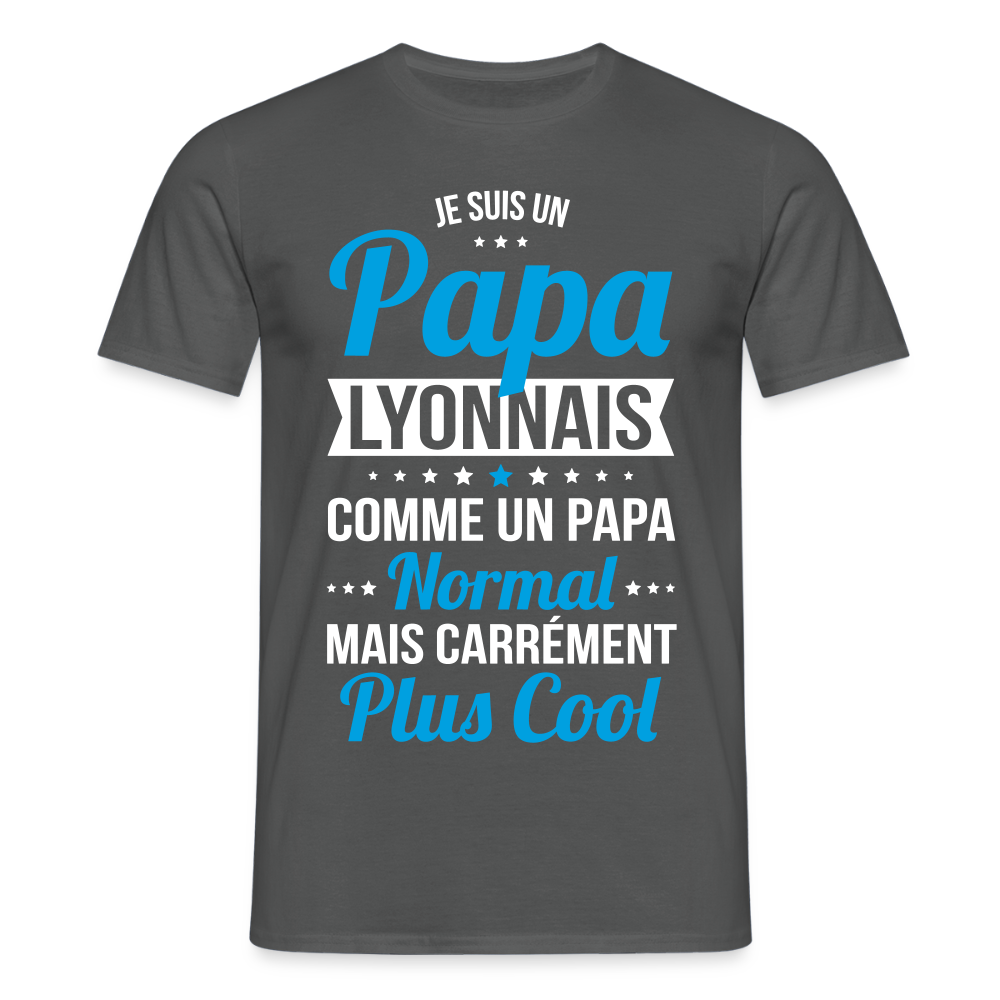 T-shirt Homme - Papa Lyonnais Plus Cool - charbon