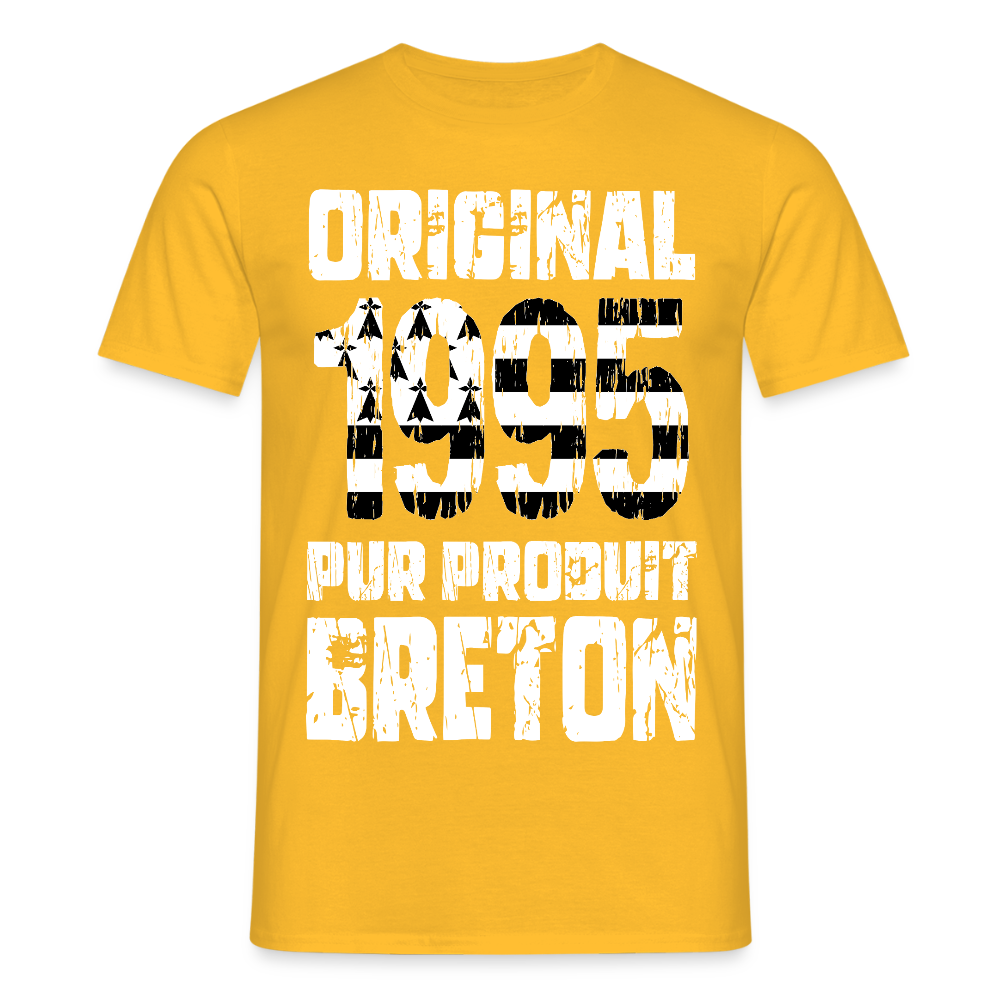 T-shirt Homme - Anniversaire 30 Ans - Original 1995 - Pur produit Breton - jaune