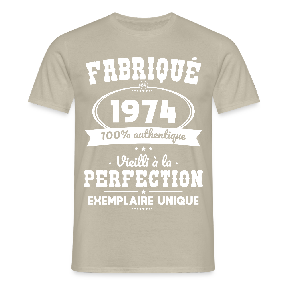 T-shirt Homme - Anniversaire 51 Ans - Fabriqué en 1974 - beige sable