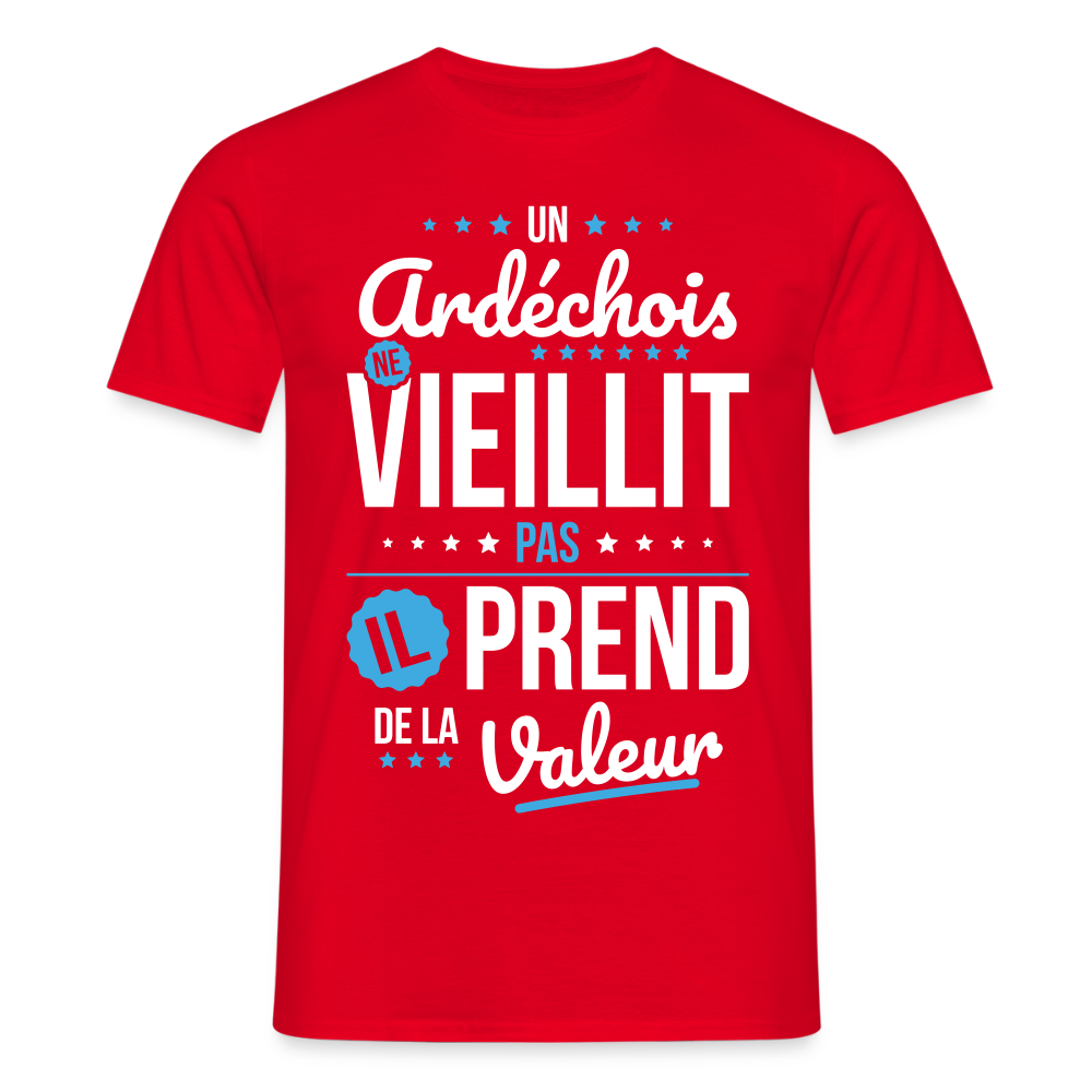 T-shirt Homme - Un Ardéchois ne vieillit pas - rouge