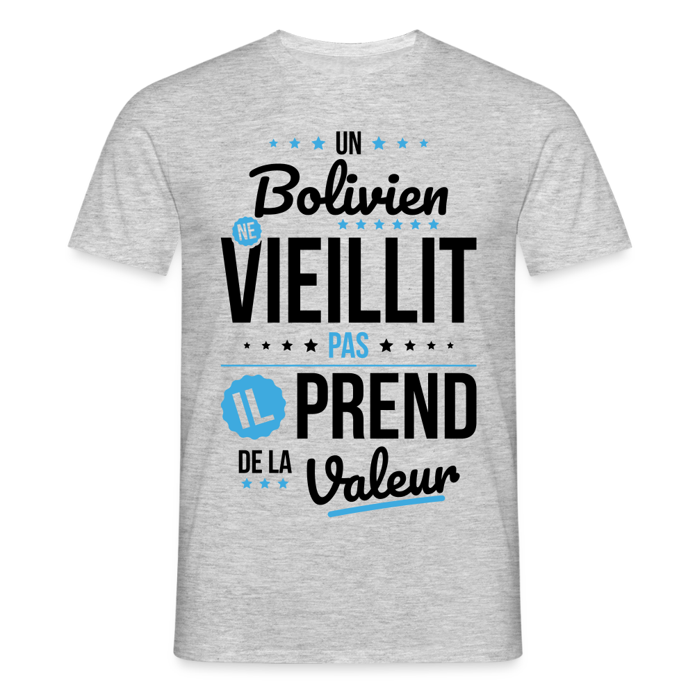 T-shirt Homme - Un Bolivien ne vieillit pas - gris chiné