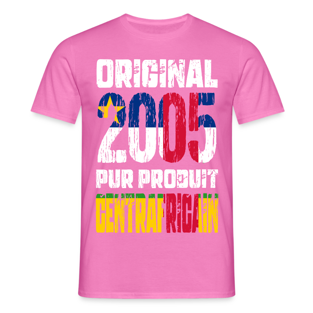 T-shirt Homme - Anniversaire 20 Ans - Original 2005 - Pur produit Centrafricain - rose