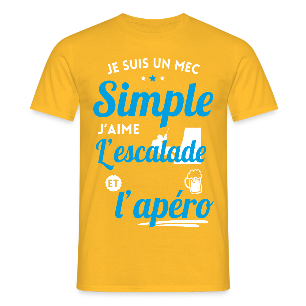 T-shirt Homme - J'aime l'escalade et l'apéro - jaune
