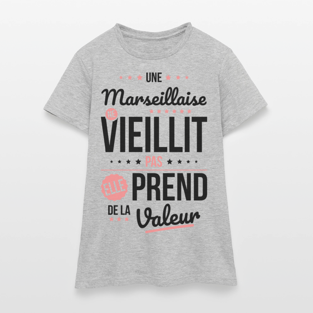 T-shirt Femme - Une Marseillais ne vieillit pas - gris chiné