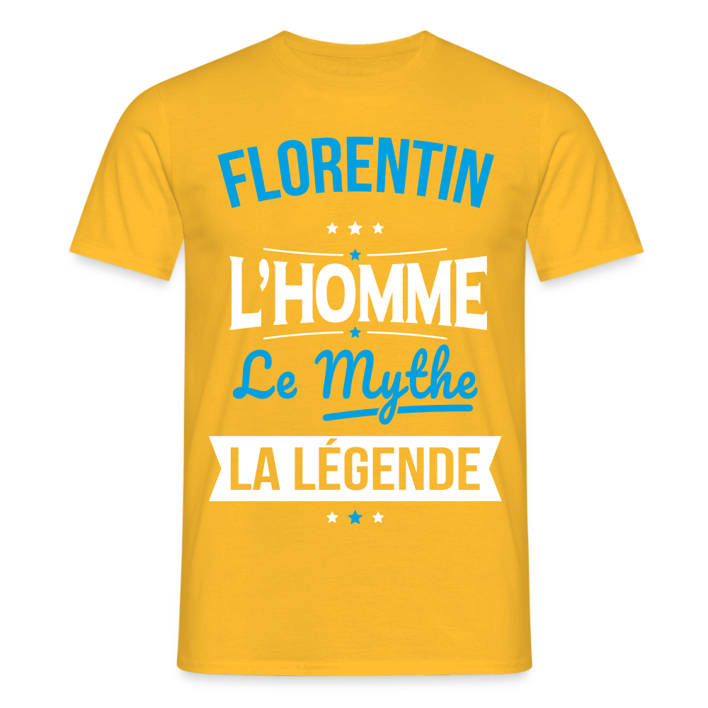 T-shirt Homme - Florentin - l'Homme - le Mythe - la Légende - jaune