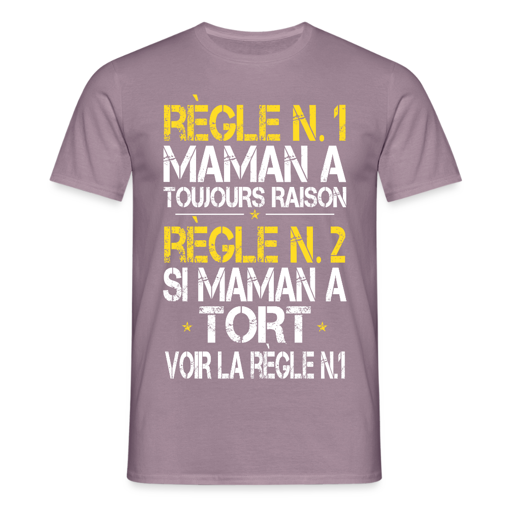 T-shirt Homme - Maman a toujours raison - mauve gris