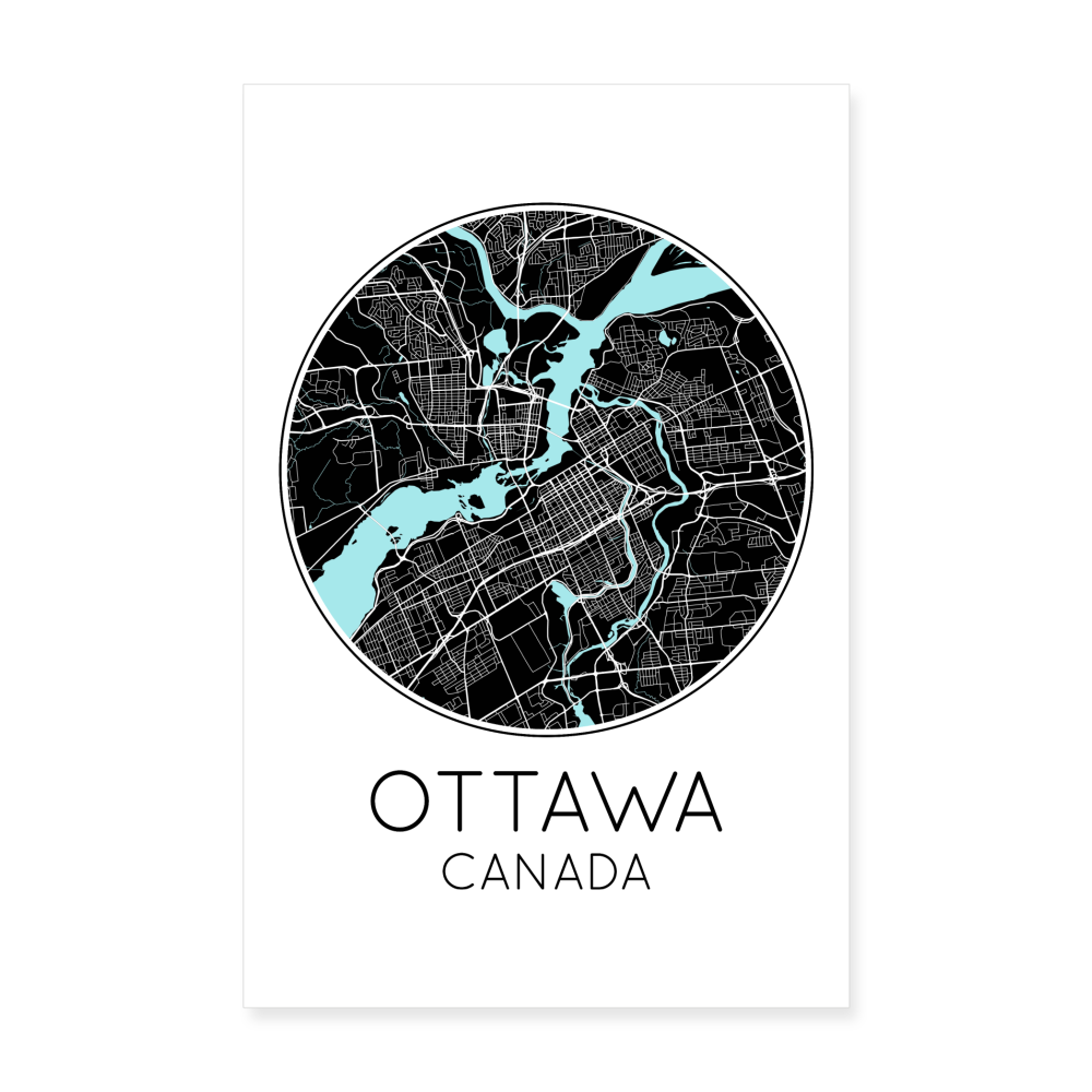 Poster Ottawa - Plan Ottawa - 20 x 30 cm - blanc