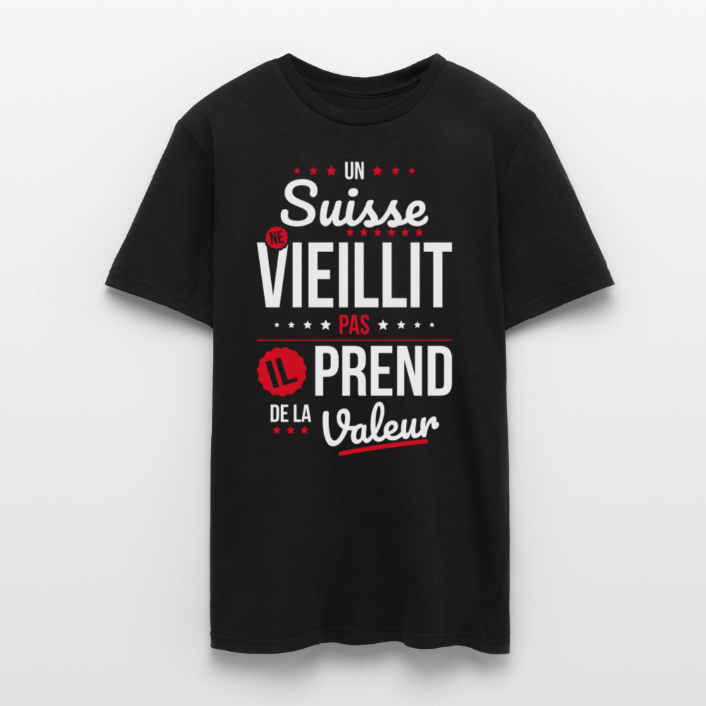 T-shirt Homme - Un Suisse ne vieillit pas - noir
