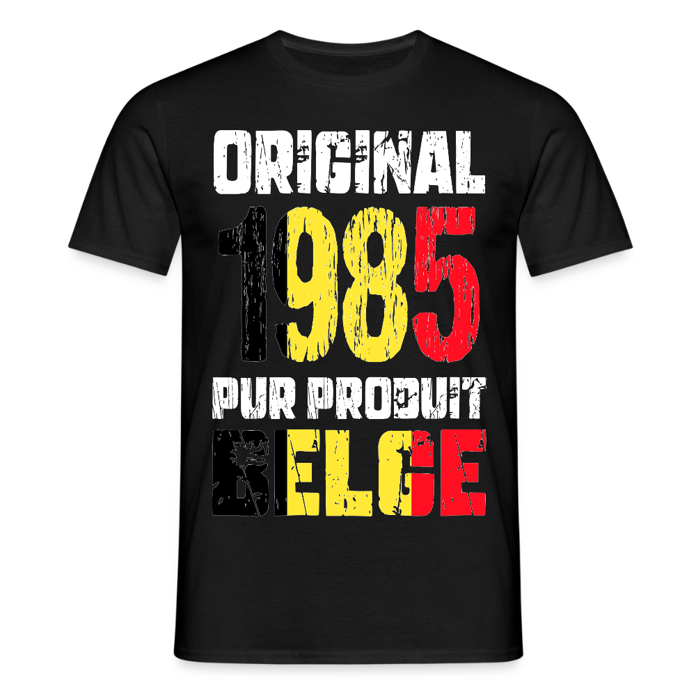 T-shirt Homme - Anniversaire 40 Ans - Original 1985 - Pur produit Belge - noir