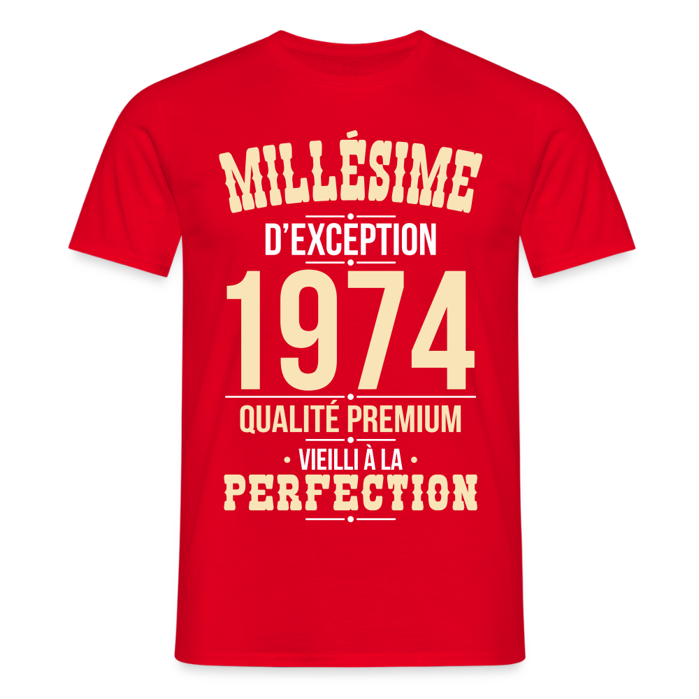T-shirt Homme - Anniversaire 51 Ans - Millésime 1974 - rouge