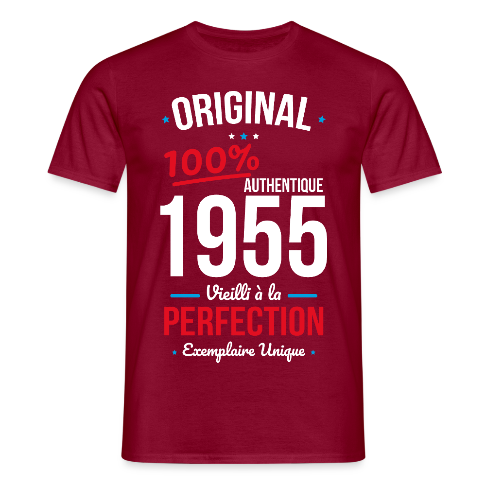 T-shirt Homme - Anniversaire 70 Ans - Original 1955 - rouge brique