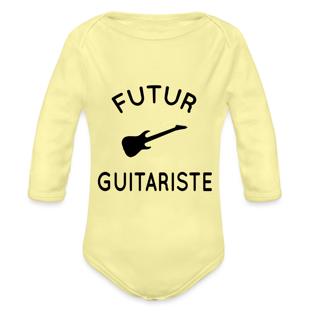 Body Bébé bio manches longues - Futur guitariste - jaune délavé