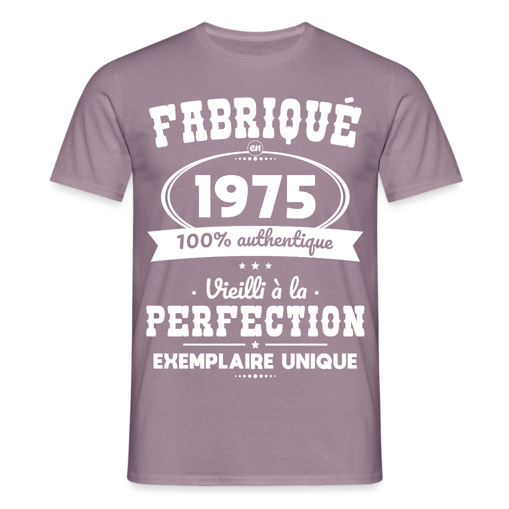 T-shirt Homme - Anniversaire 50 Ans - Fabriqué en 1975 - mauve gris