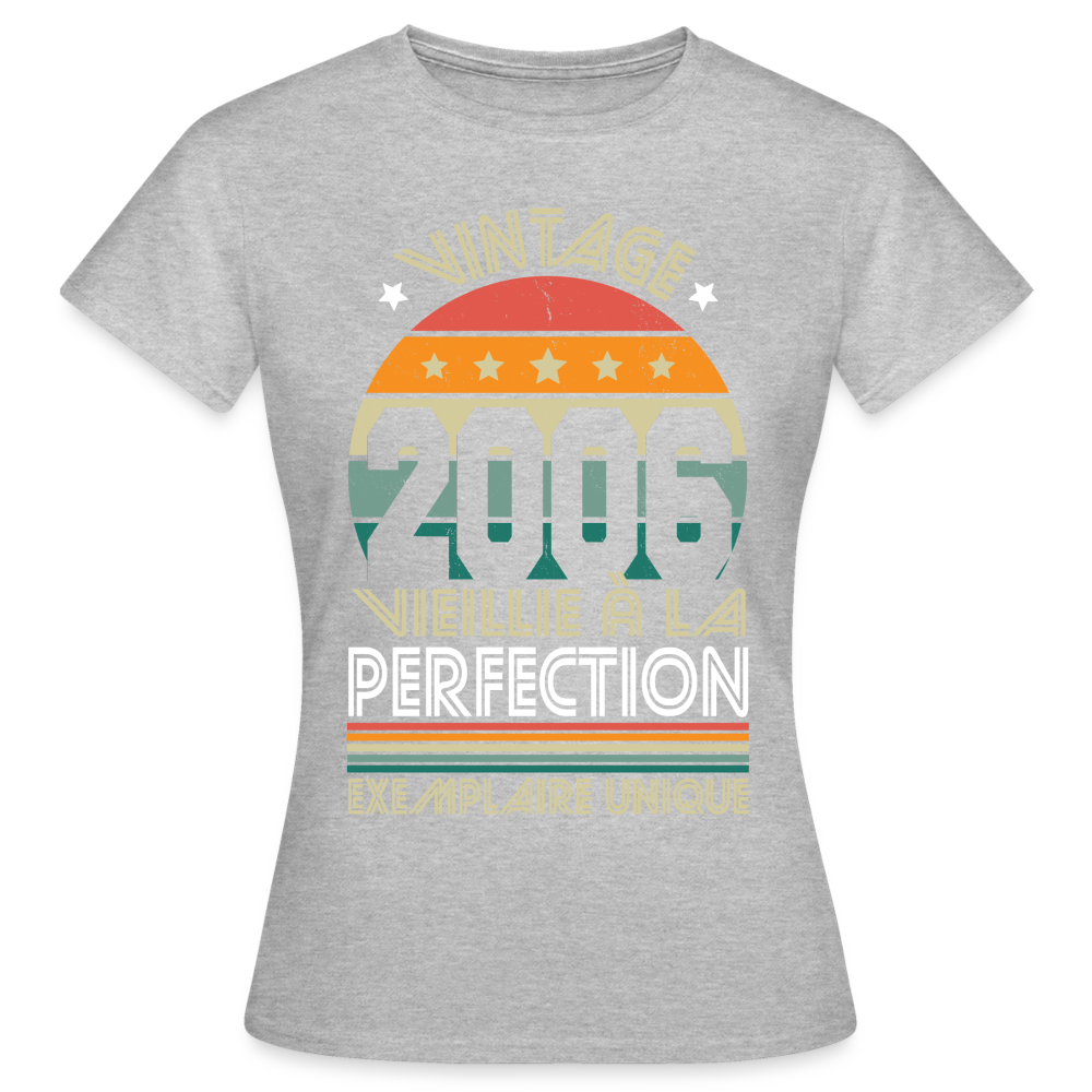 T-shirt Femme - Anniversaire 19 Ans - Vintage 2006 - gris chiné
