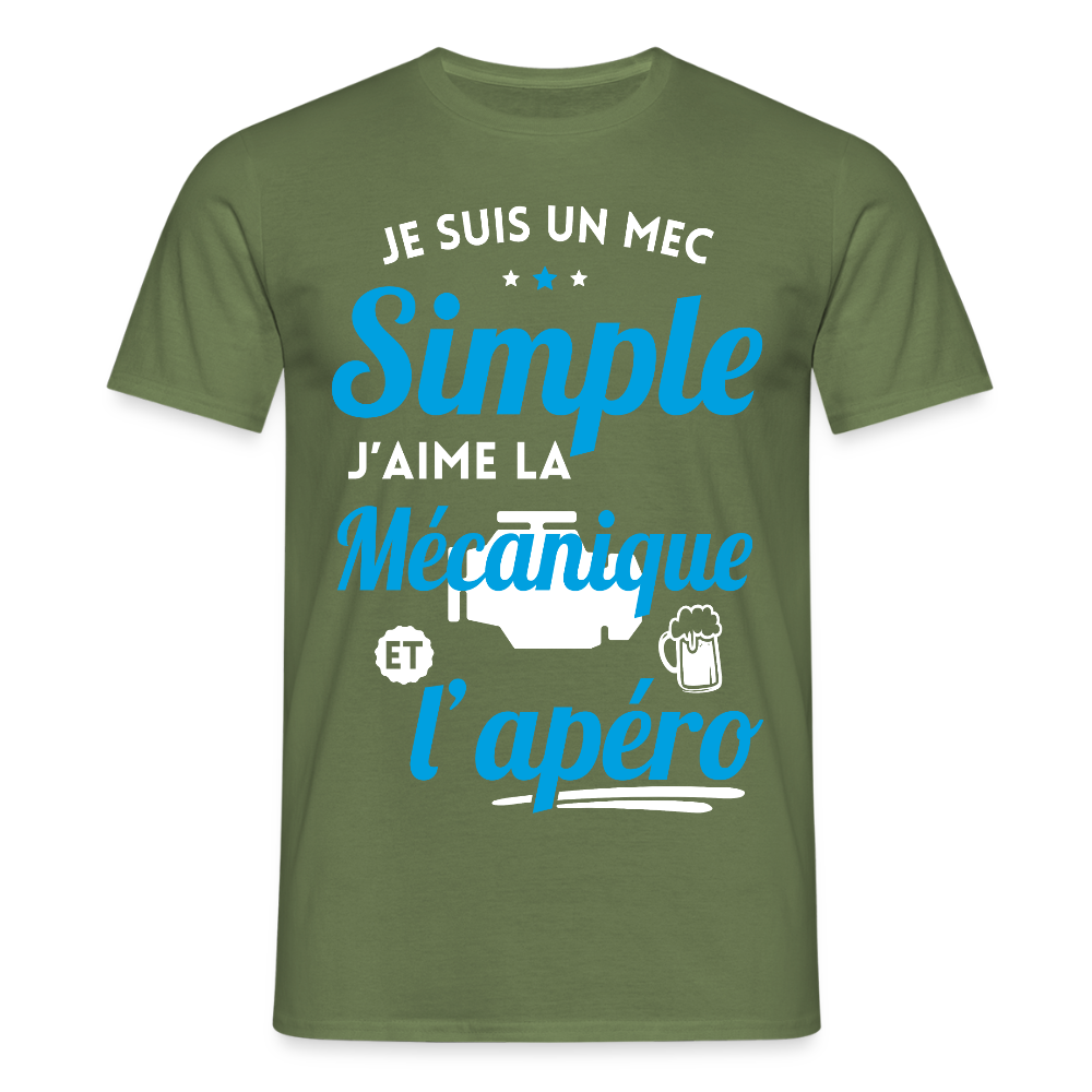 T-shirt Homme - J'aime la mécanique et l'apéro - vert militaire