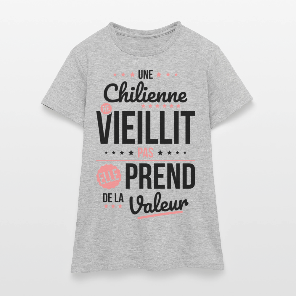 T-shirt Femme - Une Chilienne ne vieillit pas - gris chiné