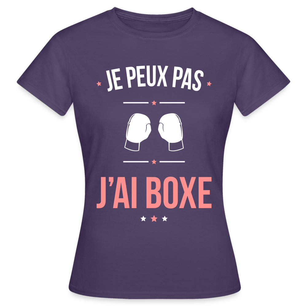 T-shirt Femme - Je peux pas j'ai Boxe - violet foncé