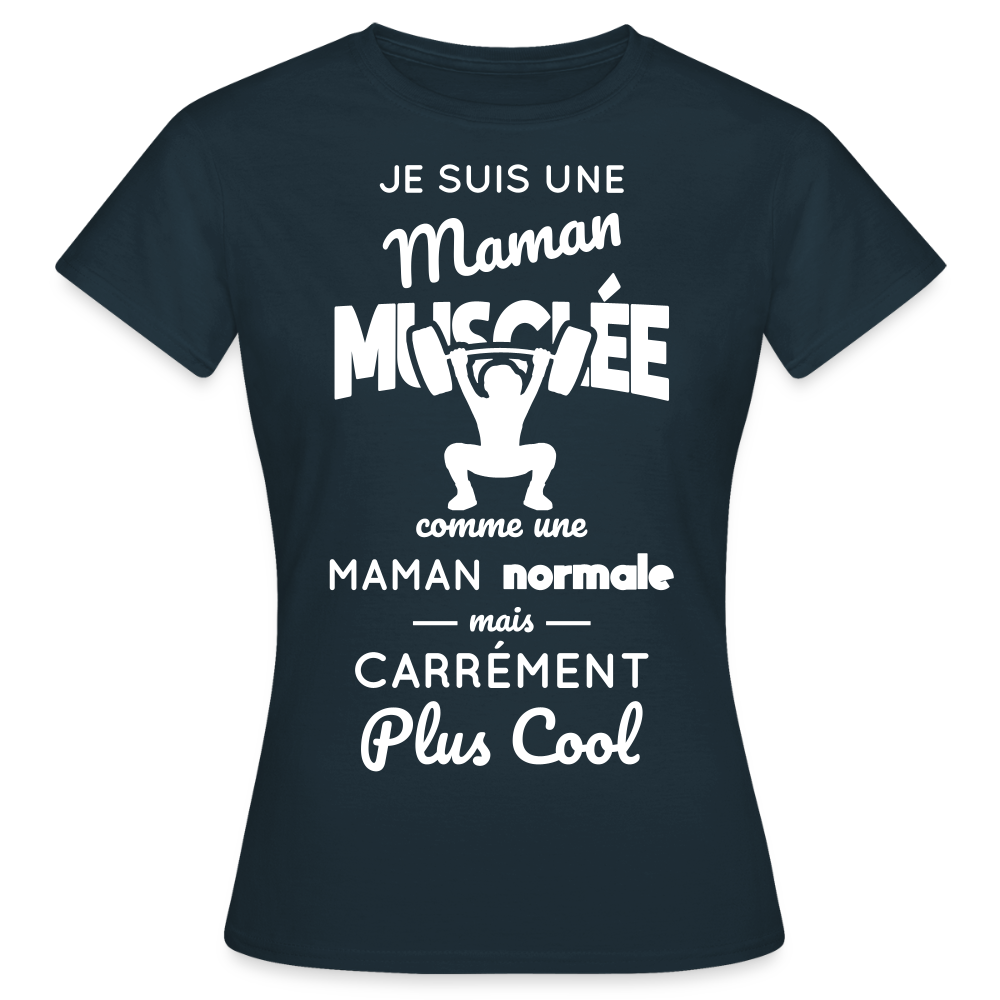 T-shirt Femme - Maman musclée plus cool - marine