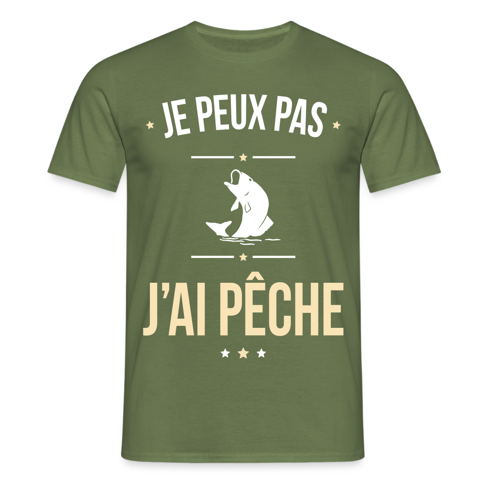 T-shirt Homme - Je peux pas j'ai Pêche - vert militaire