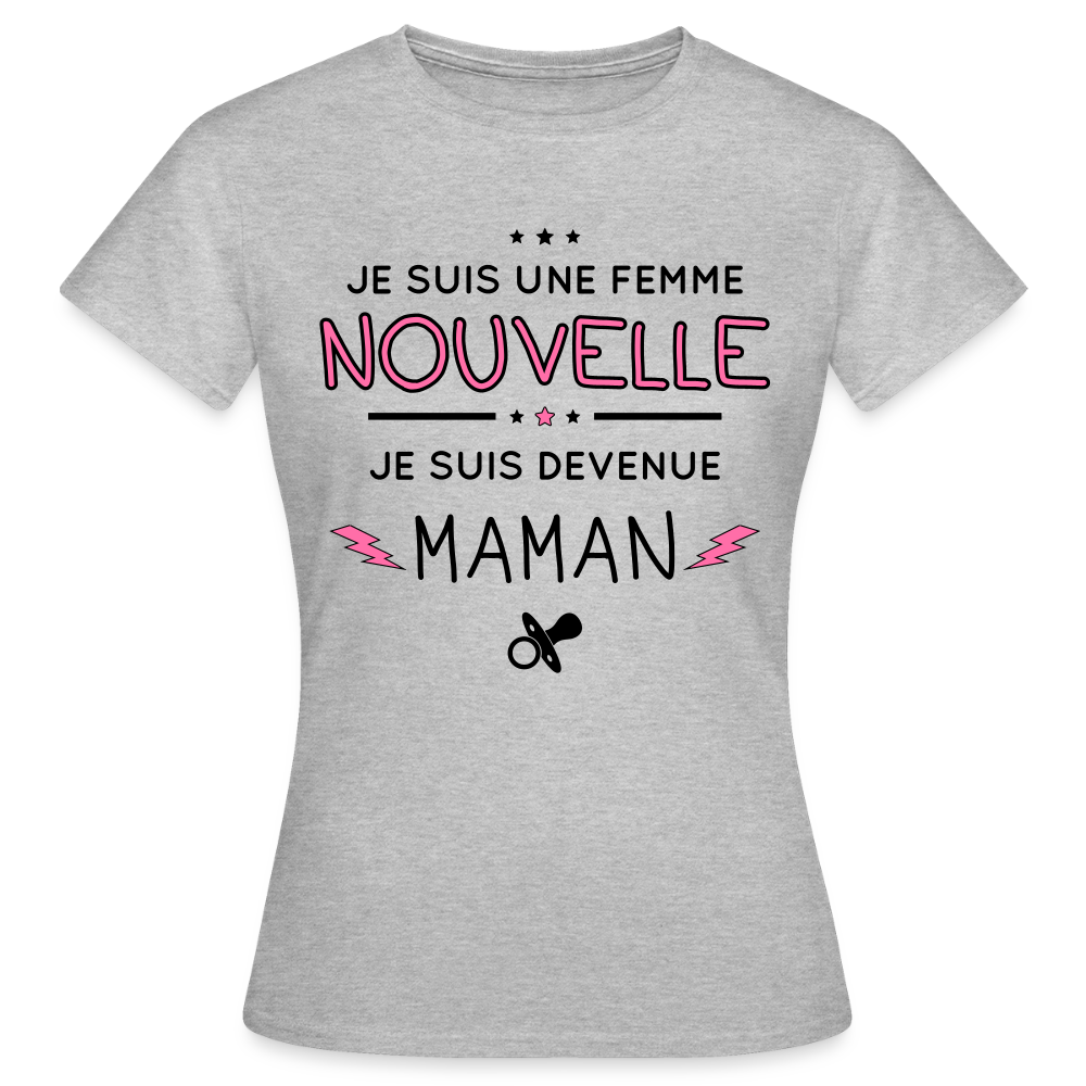 T-shirt Femme - Femme nouvelle - Maman - gris chiné