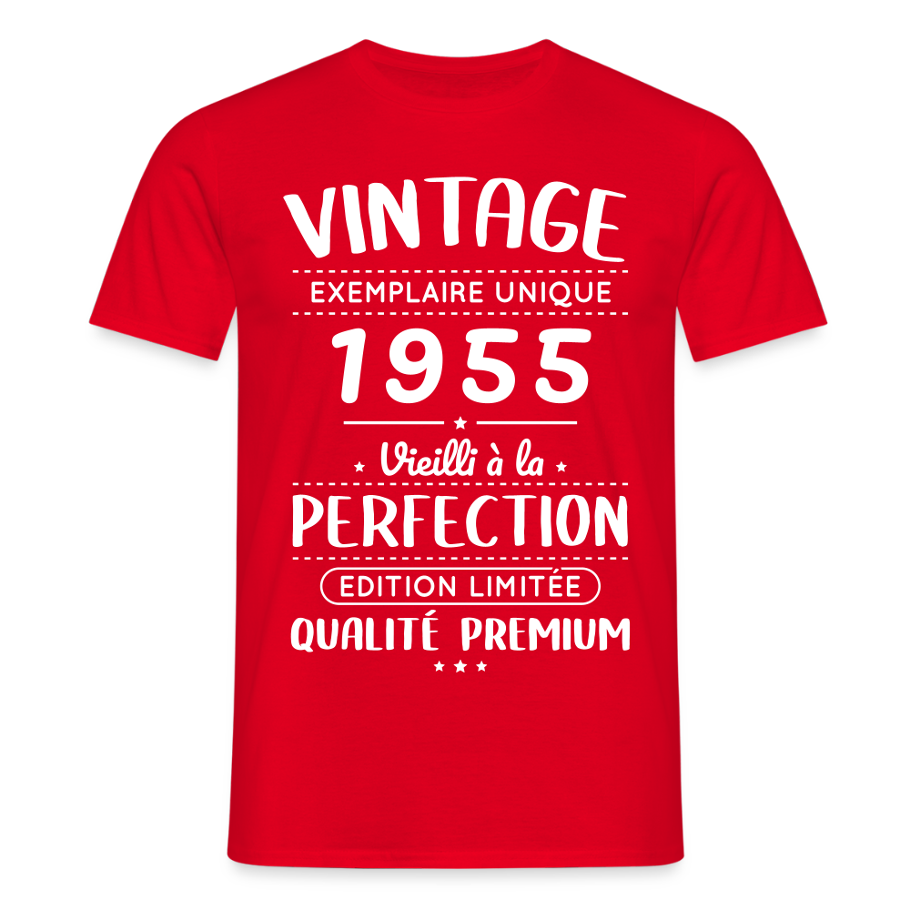 T-shirt Homme - Anniversaire 70 Ans - Vintage 1955 - rouge