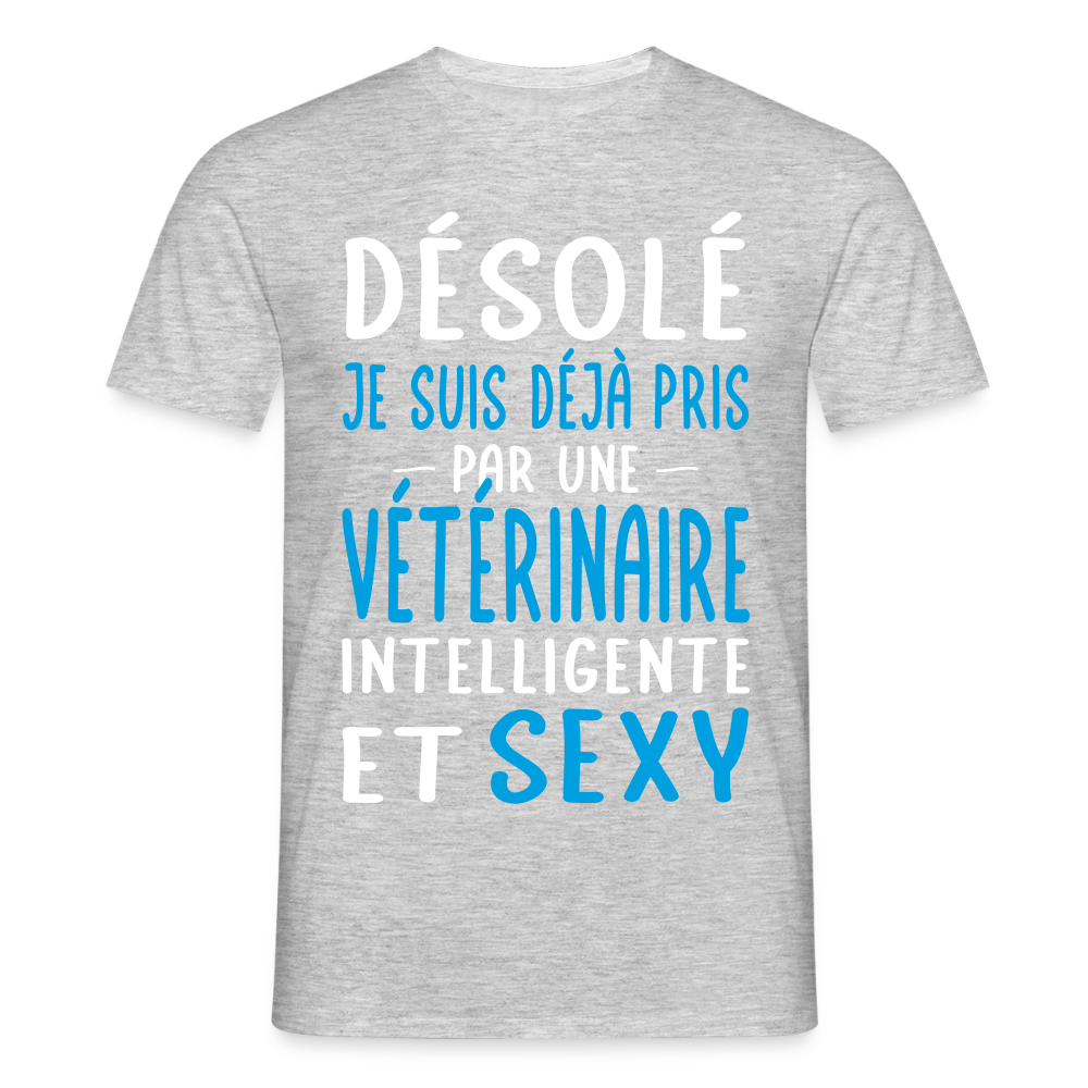 T-shirt Homme - Je suis pris par une vétérinaire intelligente et sexy - gris chiné