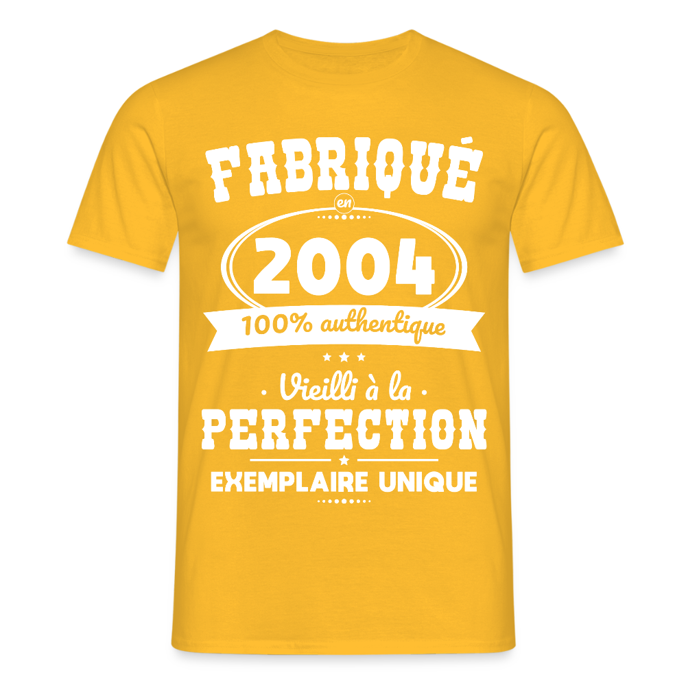 T-shirt Homme - Anniversaire 21 Ans - Fabriqué en 2004 - jaune