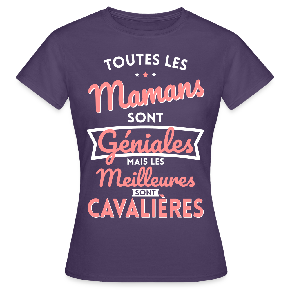 T-shirt Femme - Mamans géniales - Les meilleures sont cavalières - violet foncé