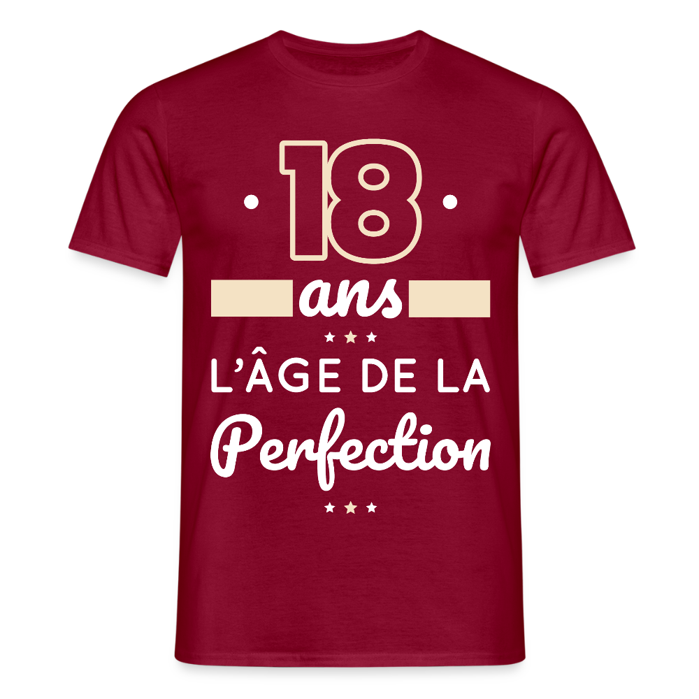 T-shirt Homme - 18 ans l'âge de la perfection - rouge brique