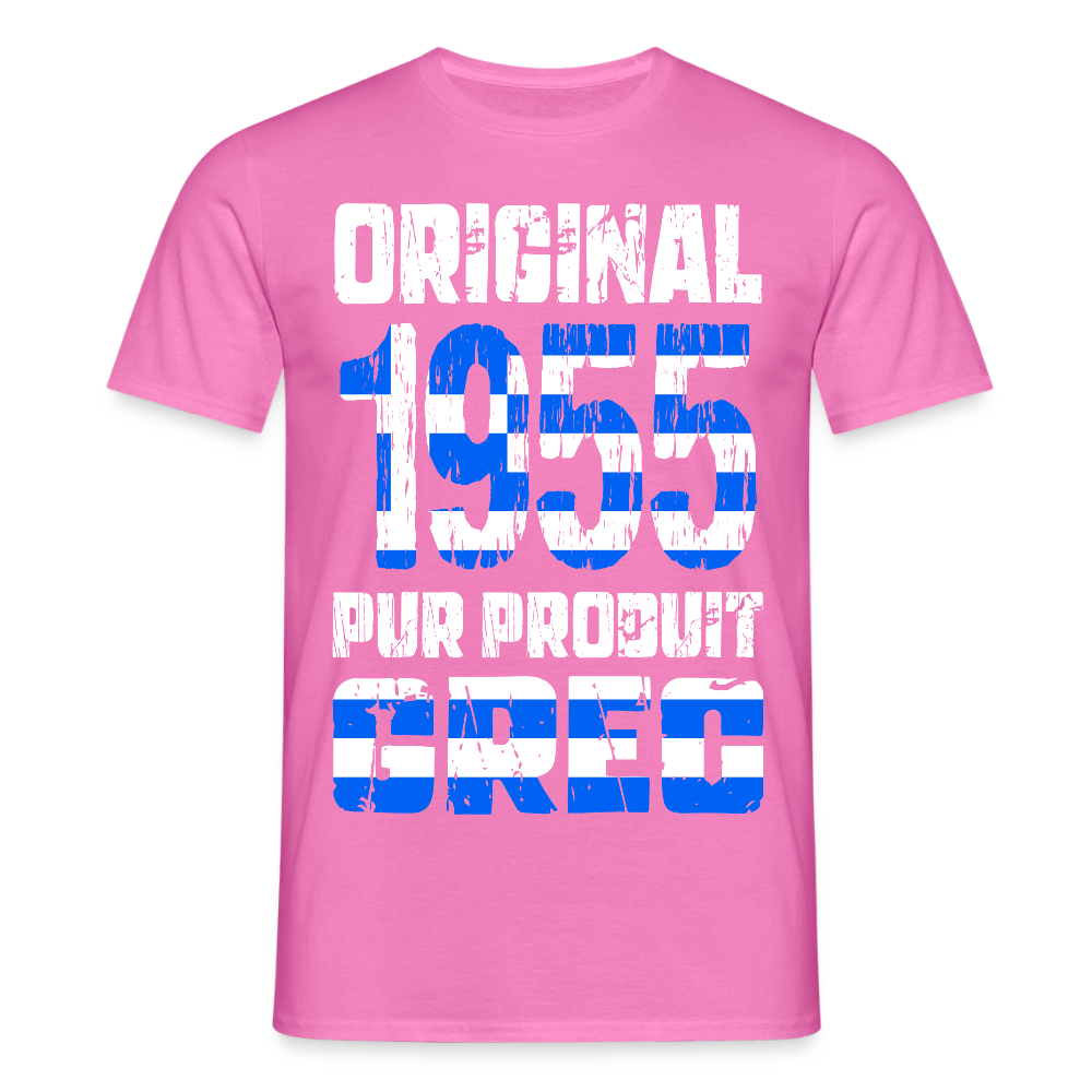 T-shirt Homme - Anniversaire 70 Ans - Original 1955 - Pur produit Grec - rose