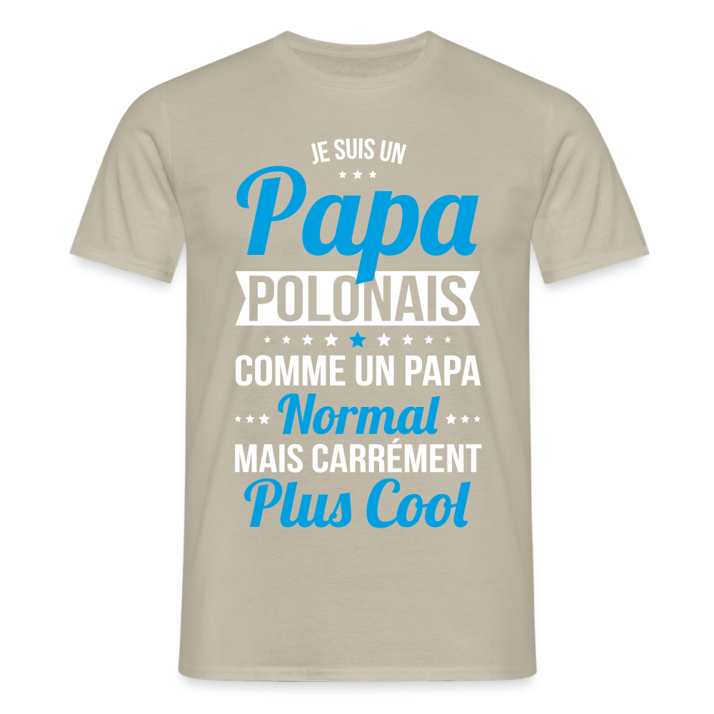 T-shirt Homme - Papa Polonais Plus Cool - beige sable