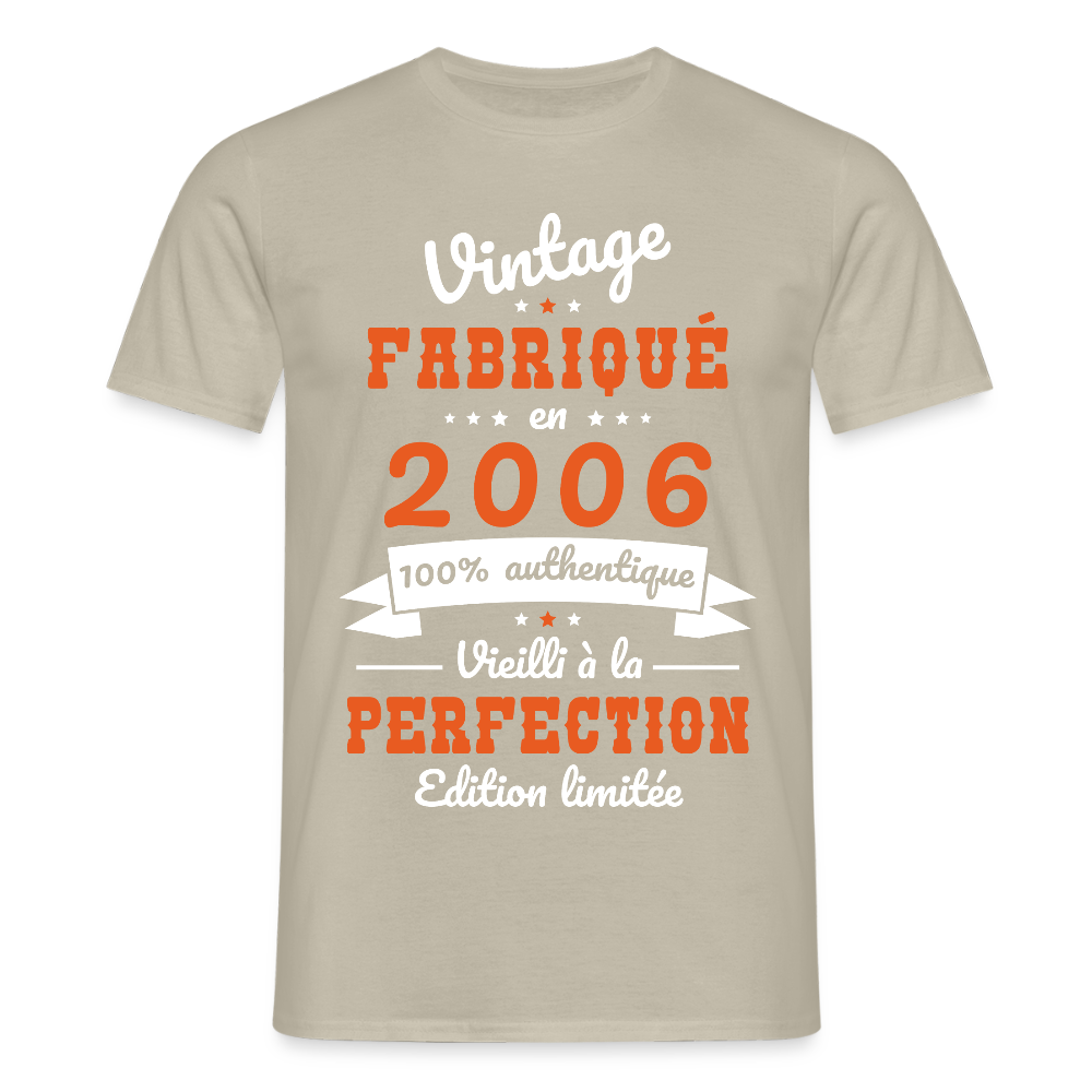 T-shirt Homme - Anniversaire 19 Ans - Vintage Fabriqué en 2006 - beige sable