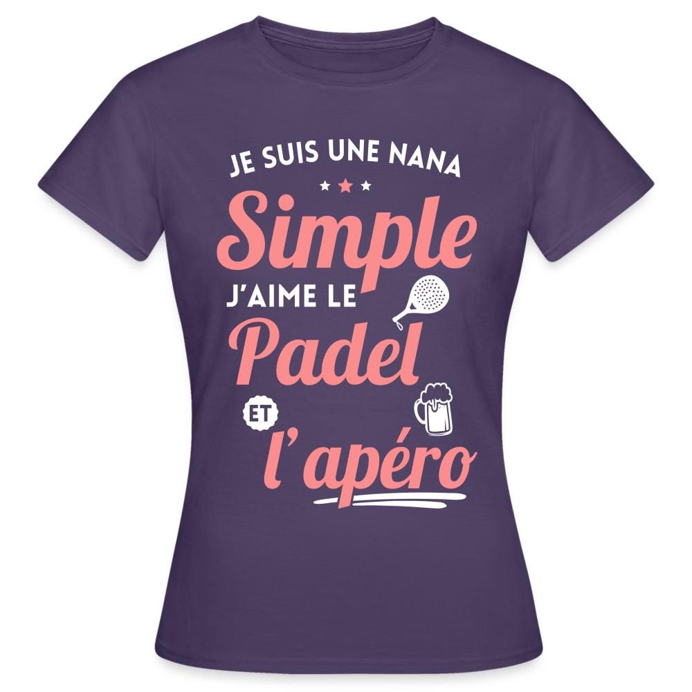 T-shirt Femme - J'aime le padel et l'apéro - violet foncé