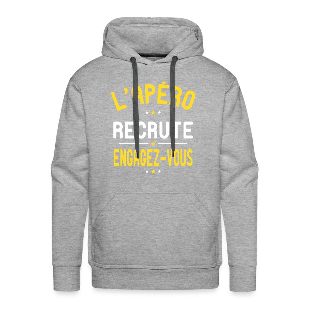 Sweat à capuche Premium Homme - L'apéro recrute - gris chiné
