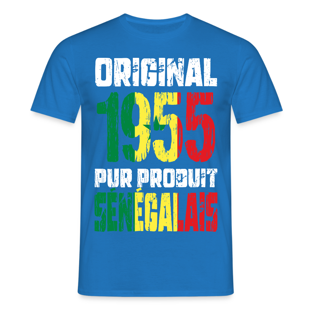 T-shirt Homme - Anniversaire 70 Ans - Original 1955 - Pur produit Sénégalais - bleu royal