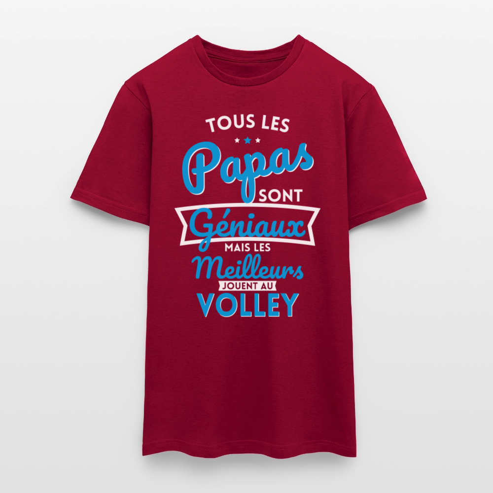 T-shirt Homme - Papas géniaux - Les meilleurs jouent au volley - rouge brique