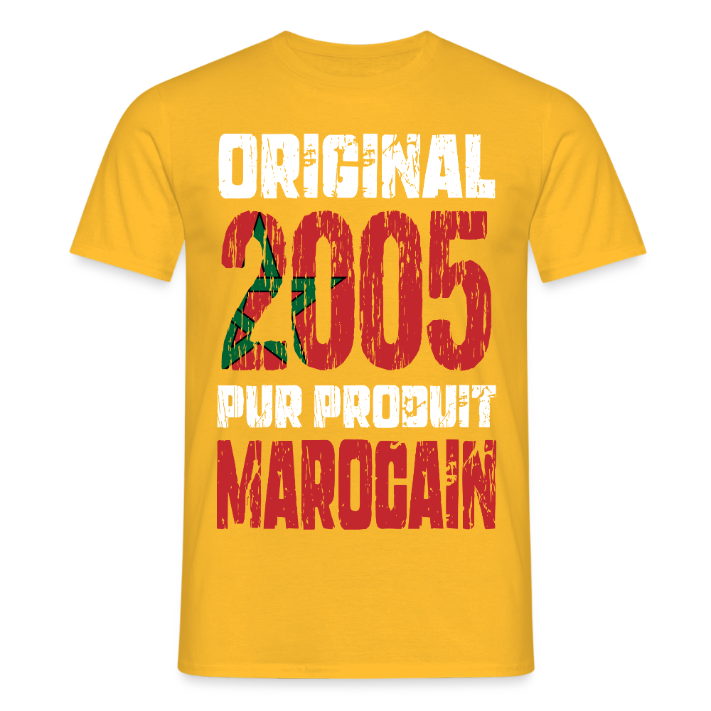 T-shirt Homme - Anniversaire 20 Ans - Original 2005 - Pur produit Marocain - jaune