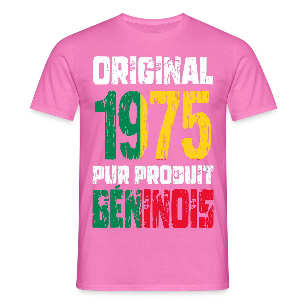 T-shirt Homme - Anniversaire 50 Ans - Original 1975 - Pur produit Béninois - rose