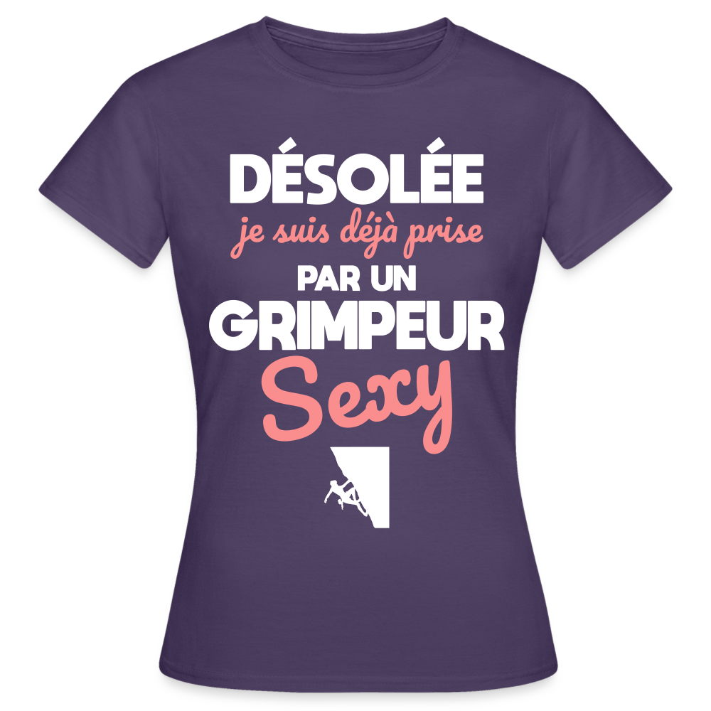 T-shirt Femme - Je suis prise par un grimpeur sexy - violet foncé