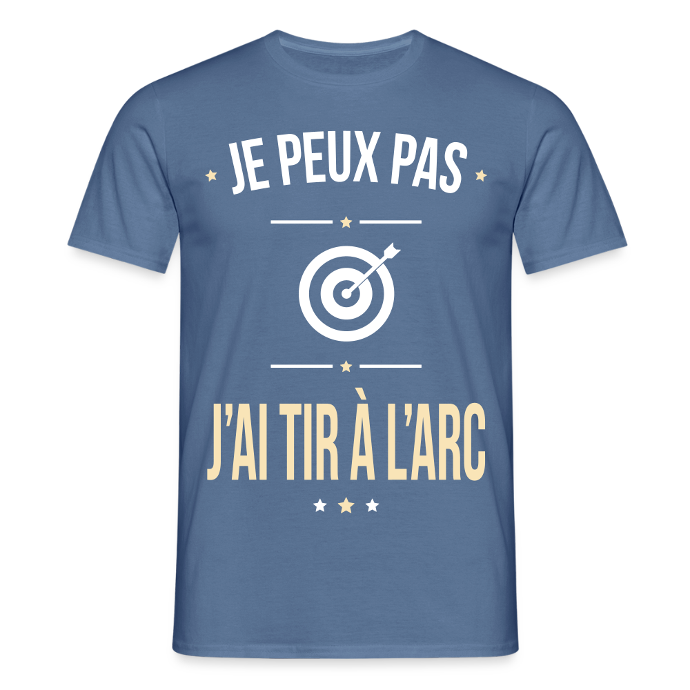 T-shirt Homme - Je peux pas j'ai tir à l'arc - bleu pigeon