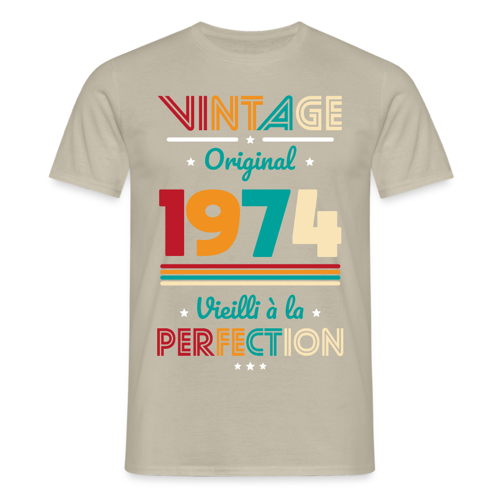 T-shirt Homme - Anniversaire 51 Ans - Vintage Original 1974 - beige sable