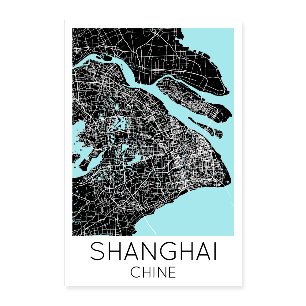 Poster Shanghai - Plan Shanghai - 60 x 90 cm - blanc