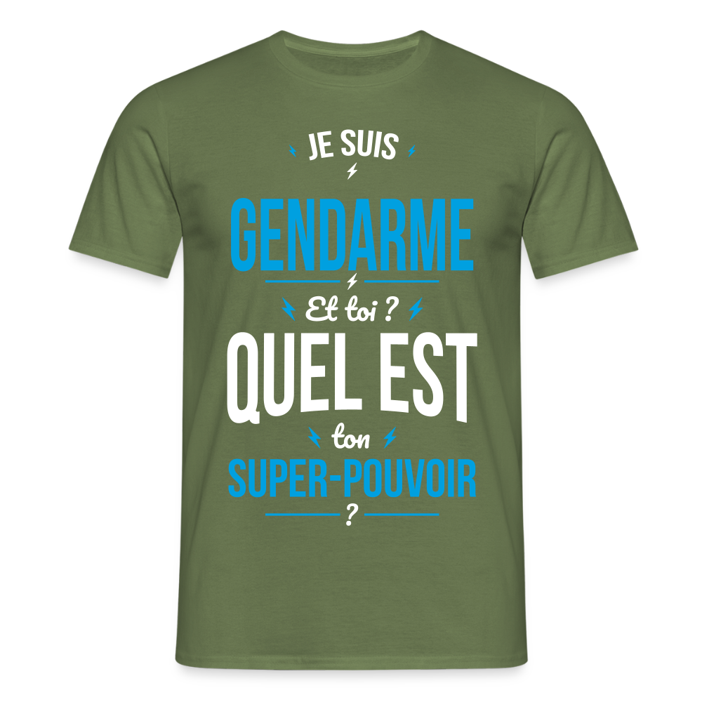 T-shirt Homme - Je suis gendarme - Super-pouvoir - vert militaire