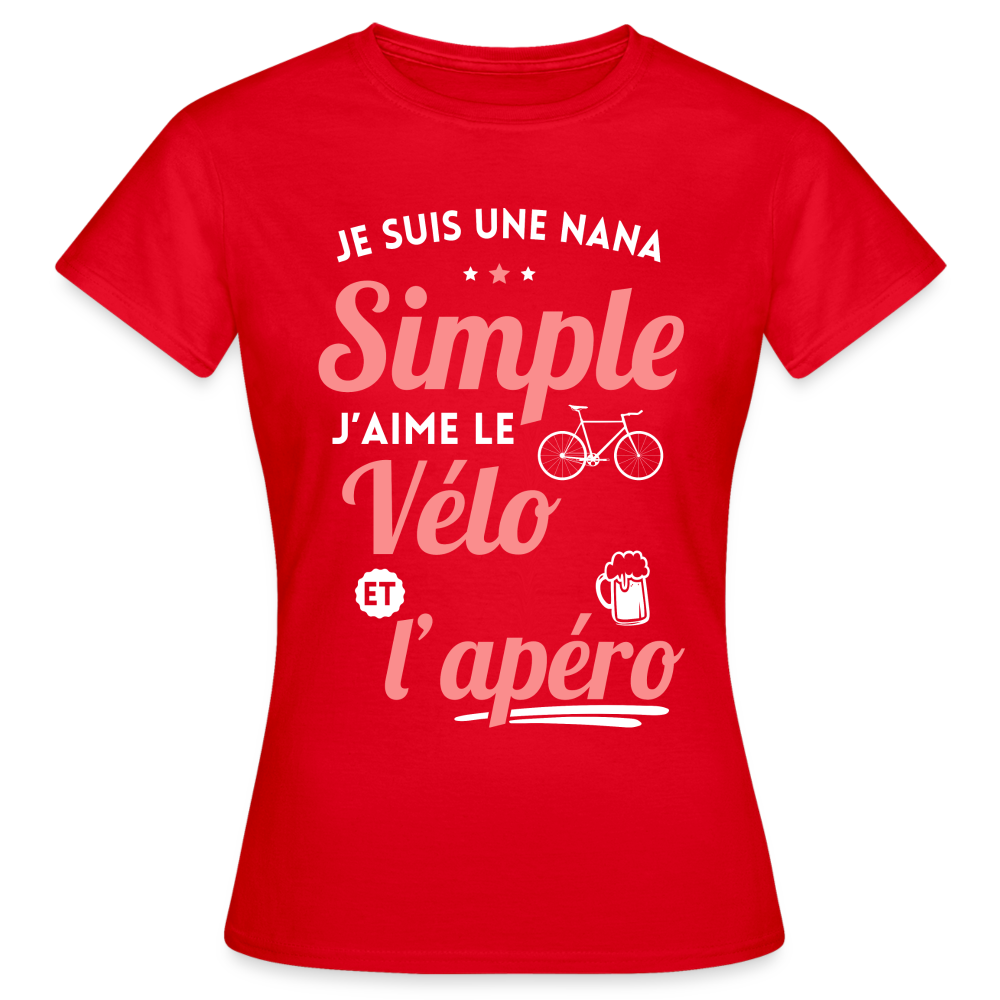 T-shirt Femme - J'aime le vélo et l'apéro - rouge