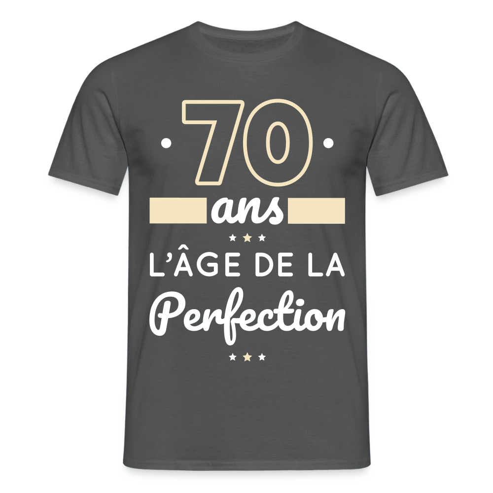 T-shirt Homme - 70 ans l'âge de la perfection - charbon