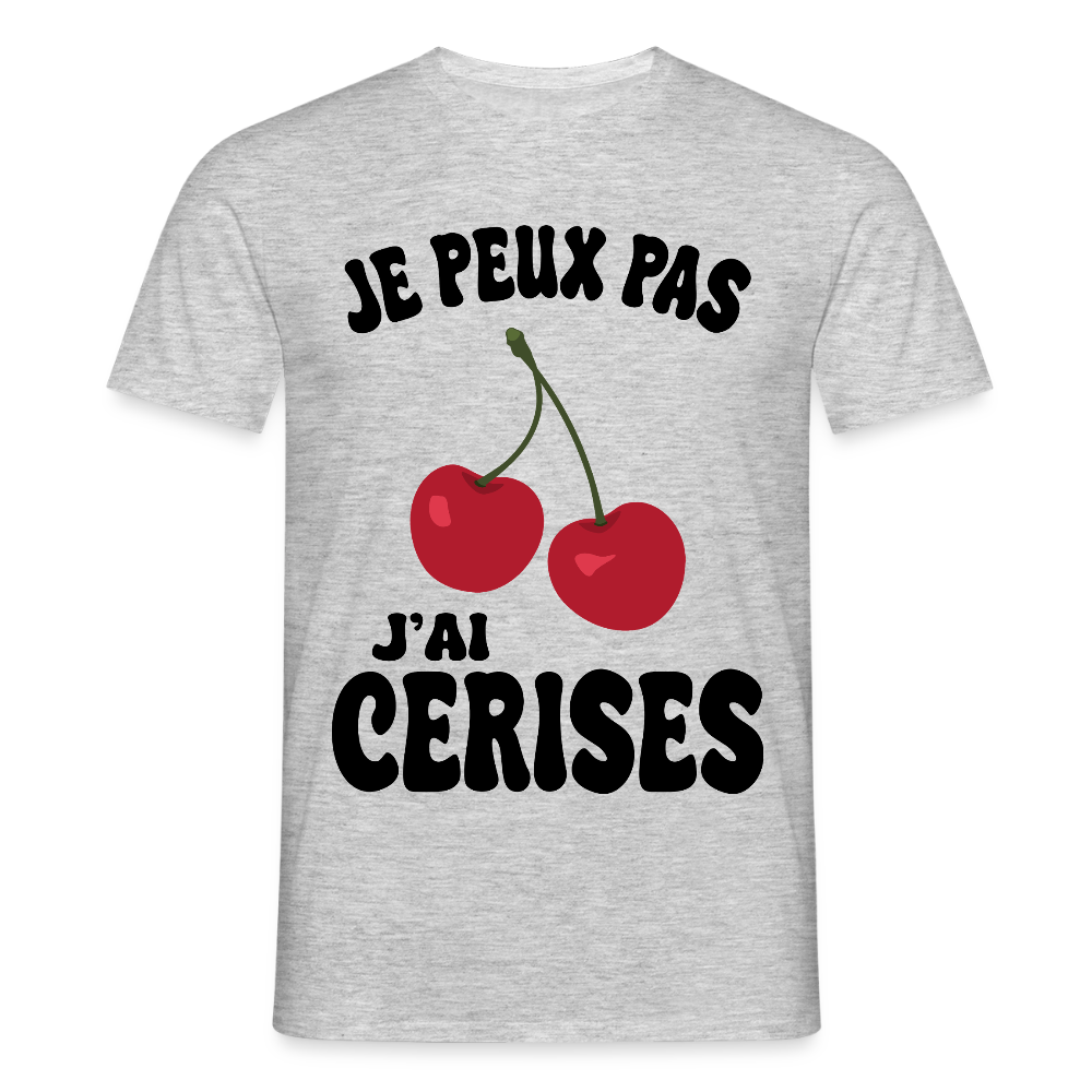 T-shirt Homme - Je peux pas j'ai cerises - gris chiné