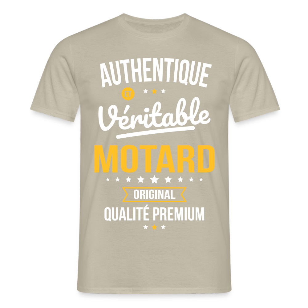 T-shirt Homme - Authentique et véritable Motard - beige sable